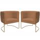 Kit 02 Poltronas Decorativas Betina Base Aço Ouro Fosco Bouclé Terracota - Nexta Casa