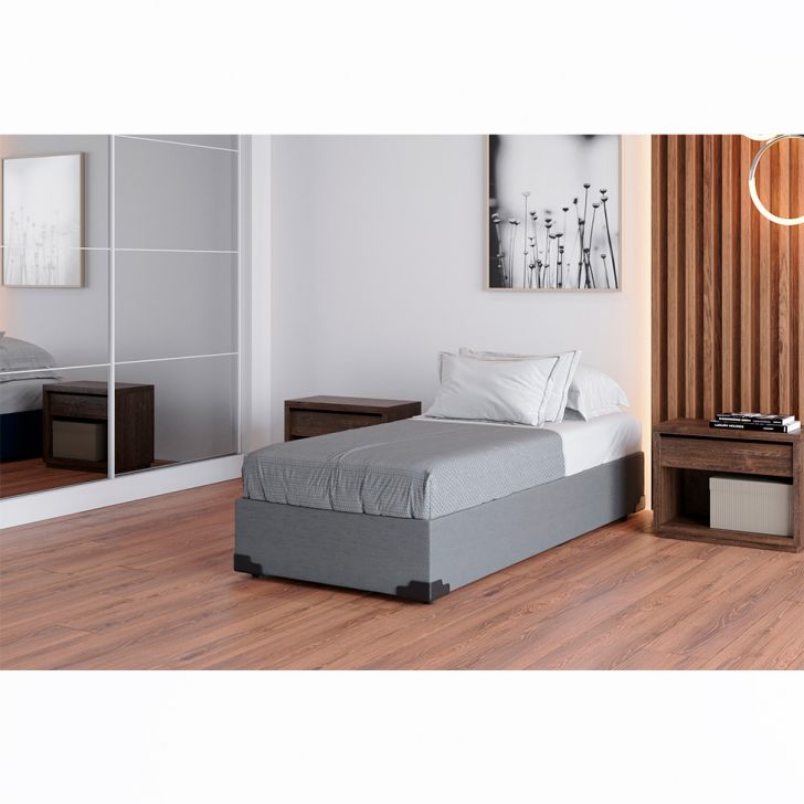Base Para Cama Box Solteiro Joe Linho (36x88x188) Cinza