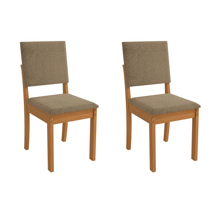 Conjunto com 2 Cadeiras Luna Bouclé Fendi e Canela