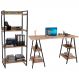 Kit Mesa Cavalete 135 cm com Estante 4 Prateleiras Estilo Industrial Form C01 Carvalho - Lyam Decor