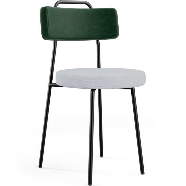 Cadeira Decorativa Estofada Para Sala de Jantar Barcelona L02 Facto Verde Musgo Linho Cinza - Lyam