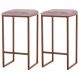 Kit 2 Banqueta Decorativa Billie Base Bronze Veludo Rosê G41 - Gran Belo