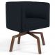 Poltrona Decorativa Sala de Estar Giratória Base Ka Madeira Betina C-05 Corano Preto - Domi