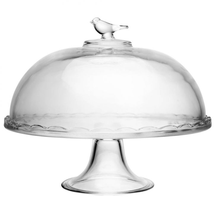 Boleira com Tampa e Pé Bird Transparente