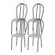 Kit 04 Cadeiras Tubular Cromo Preto 004 Assento Rattan