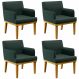 Kit 04 Poltronas Decorativas Para Sala de Estar Beatriz W01 Linho Verde Musgo - Lyam Decor