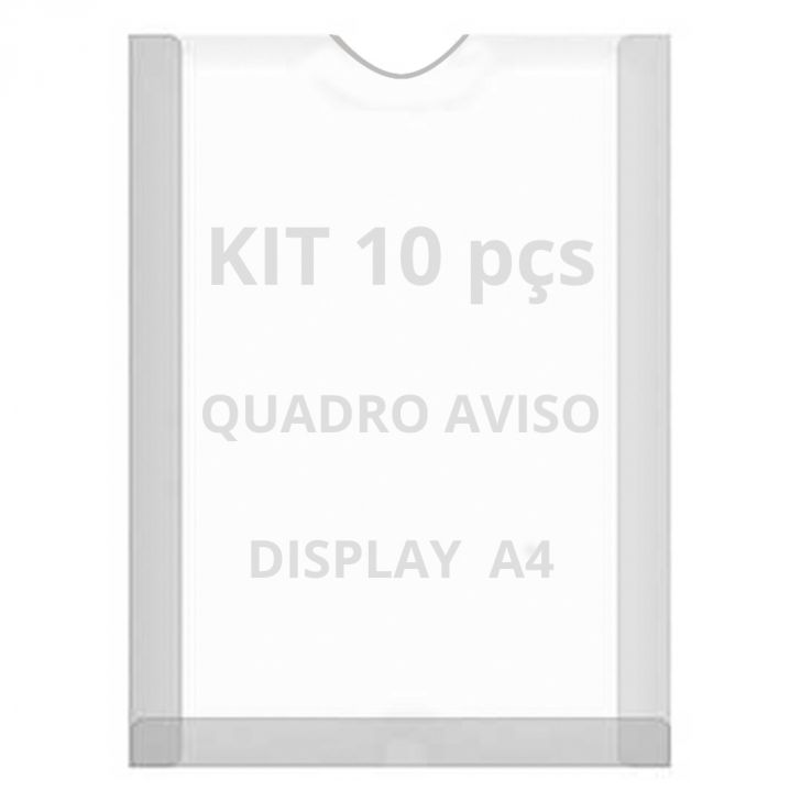 Displays Parede Folha A4 Petg Cristal Quadro Aviso Kit 10 pçs