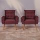 Conjunto de Poltronas Decorativas Atlas Veludo Vinho