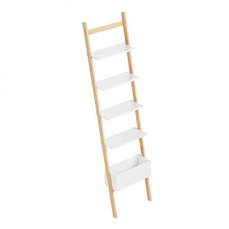 Estante Escada Sambalelê Branca e Natural