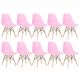 Kit 10 cadeiras Charles Eames Eiffel DSW com pés de madeira clara Rosa claro