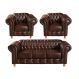 Conjunto Sofá 3 Lugares Chesterfield Capitonê E 2 Poltronas Luís Xv - Couríssimo Café