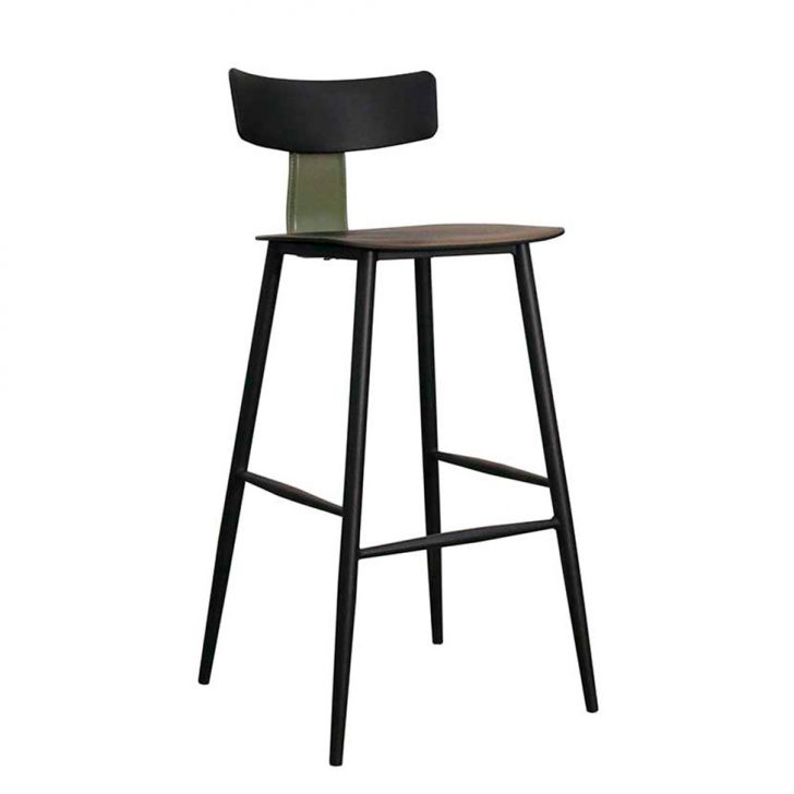 Banqueta Alta Analu Polipropileno Preta e Verde Sálvia