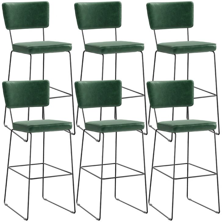 Kit 6 Banquetas Altas Cozinha Sala Jantar Base Em Aço Fixa Allana L02 Facto Verde Musgo - Lyam Decor
