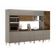 Armário de Cozinha Compacta com Vidro Reflecta Proença Ripado 8 Portas 8 Gavetas Nude e Nogueira
