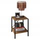 Mesa de Cabeceira 2 Prateleiras Pés Metálicos Madri Light Demolição/Preto - Artefamol