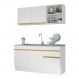 Armário de Cozinha Compacta 150cm com Rodapé Veneza Multimóveis V2114 Branco/Dourado
