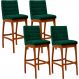 Kit 03 Banquetas Altas Para Cozinha Sala De Jantar Fixa Mila L02 Bouclê Verde - Lyam Decor
