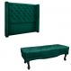 Conjunto de Cabeceira Solteiro com Recamier Vicenza Veludo Verde