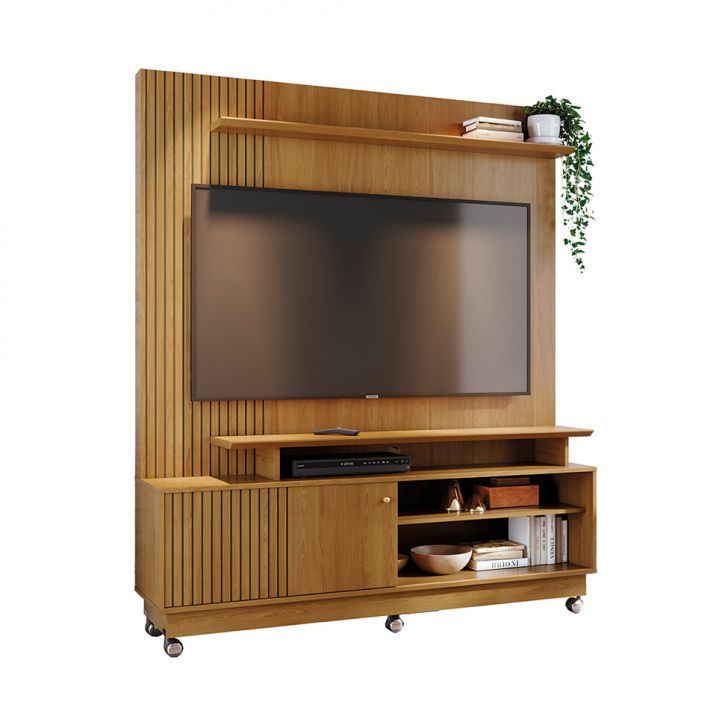Estante para Home Theater e TV até 65 Polegadas com Rodízios Ares Cumaru