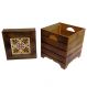 Banquinho Báu de Madeira Maciça Artesanal com Ladriho Hidráulico B1