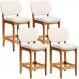 Kit 04 Banquetas Baixa Bar Cozinha E Sala De Jantar Fixa Betta L02 Imbuia Linho Cru - Lyam Decor