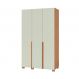 Guarda-Roupa Solteiro Afrodite 100% MDF 3 Portas 2 Gavetas Off White e Freijó