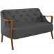Sofá 02 Lugares Para Sala De Estar Pés Em Madeira 135 cm Coral M03 Linho Chumbo - Lyam Decor