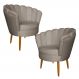 Kit 2 Poltronas Decorativa Sala de Estar Pétala Veludo Cappuccino - Montanaris Decor