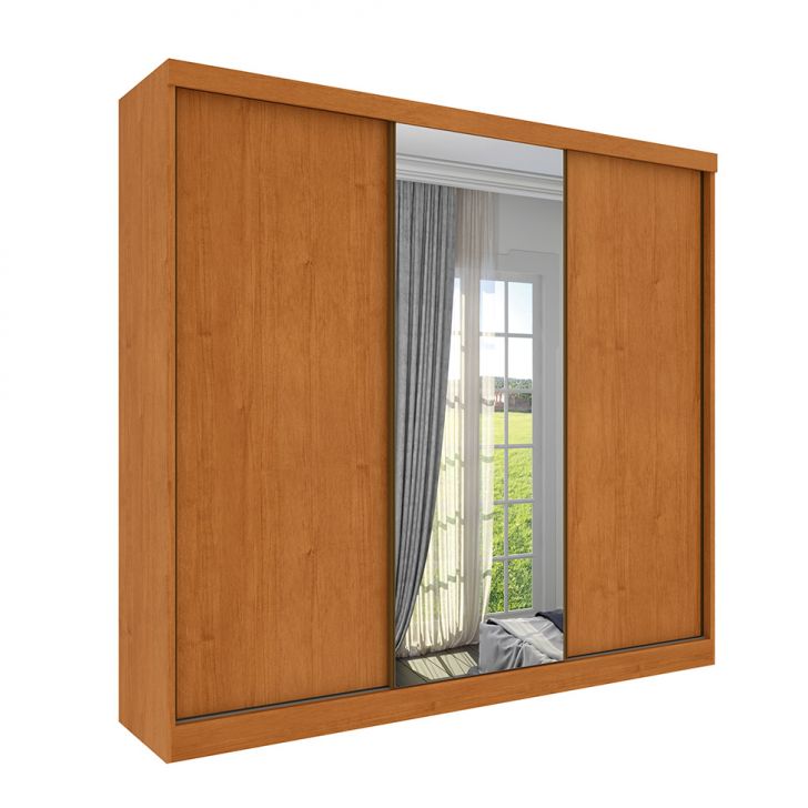Image of Guarda-roupa Casal Com Espelho Monte Carlo Flex Sem Pés 3 Portas 6 Gavetas Neve PLA-MO895CL74KURMOB