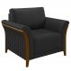 Poltrona Decorativa Pés em Madeira Market PU Preto G45 - Gran Belo