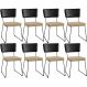 Kit 08 Cadeiras Decorativas Sala Jantar Allana L02 Couríssimo Preto Linho Bege Escuro - Lyam Decor