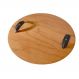 Bandeja Redonda Maré MDF Laminado Castanho com Alça em Couro Preto