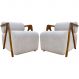 Kit 2 Poltronas Decorativas Para Sala Recepção Confortável Em Madeira Maciça Chloe Bouclé Bege