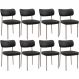 Kit 08 Cadeiras Estofadas Para Sala De Jantar Melina Base Arena L02 Couríssimo Preto - Lyam Decor