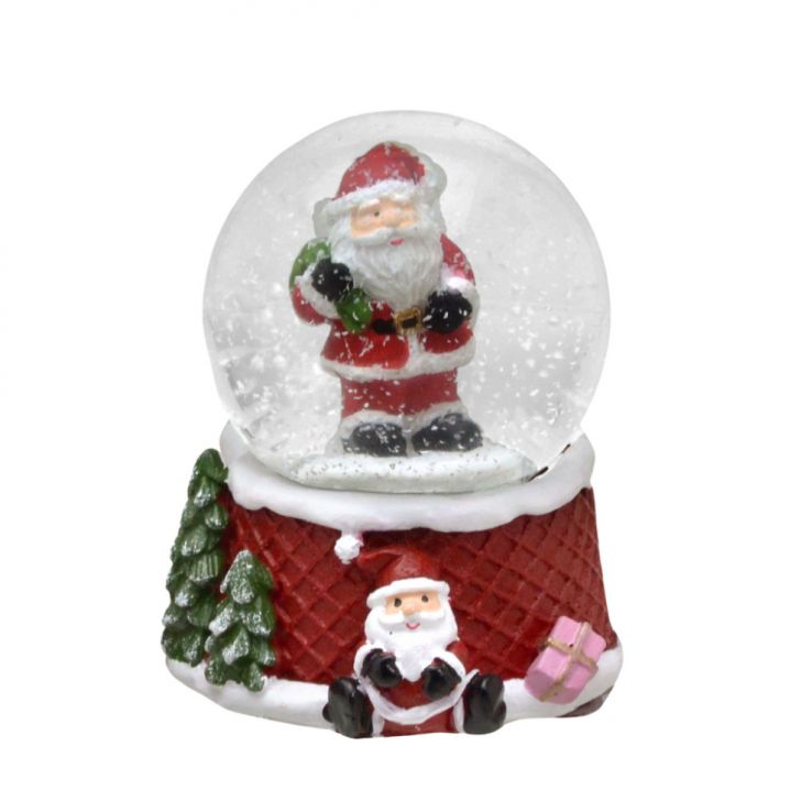 Enfeite Natalino Espressione Bola de Água com Papai Noel com Sacola Vermelha e Branca 7 cm