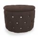 Puff Redondo Clássico Capitonê Suede Marrom - DS Estofados
