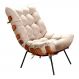 Poltrona Costela Linho Off White Metal Preto