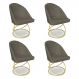 Kit 04 Cadeiras Poltrona de Jantar Bela Suede Marrom Rato Base Metálica Luxo Dourado - Pallazio