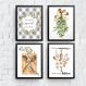 Kit 4 Quadros Cozinha - Sweet Home 45x34cm - com vidro