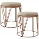 Kit 02 Puffs Decorativo Aramado Bronze Zaya L02 Suede Bege - Lyam Decor