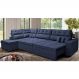 Sofá de Canto Retrátil e Reclinável Esquerdo 3,00x2,36m Molas Cama inBox Espanha Velusoft Azul