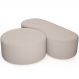 Kit Puff Redondo Lola e Puff Recamier Orgânico Orbit W01 Bouclê Creme - Lyam Decor