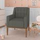 Poltrona Sala de Estar Decorativa Base Madeira Madonna Suede Grafite G52 - Gran Belo