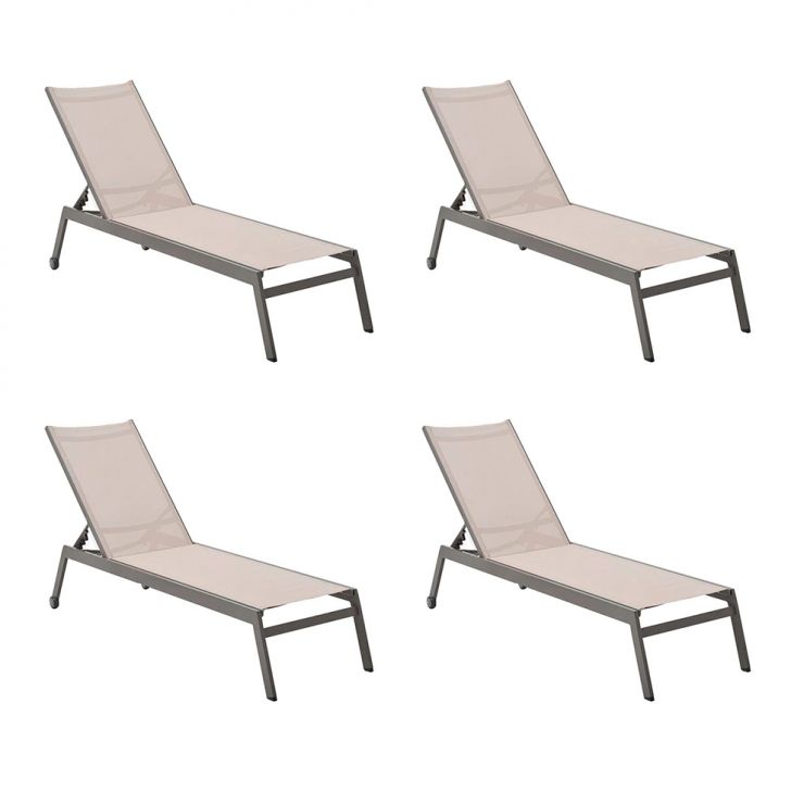 Conjunto com 4 Espreguiçadeiras Itagua Bege