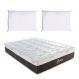 Colchão Casal Pegasus Molas Ensacadas (30x128x188) Branco e Cinza com 2 Travesseiros Guldi Soft Nasa Branco