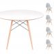 Conjunto Mesa Eames Eiffel DSW Redonda Branca 90cm + 4 Cadeiras Eames DSW - Cinza