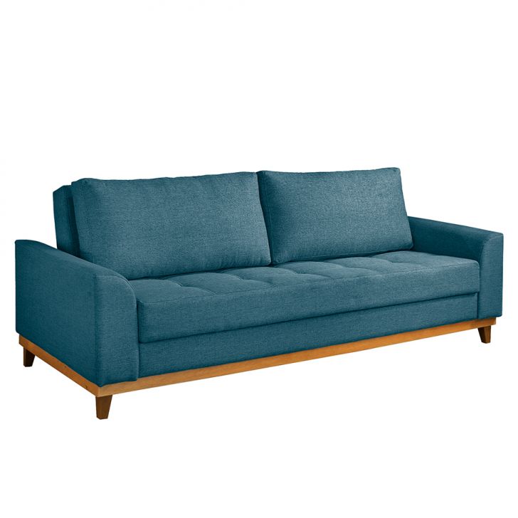 Image of Sofá Living Casal 3 Lugares Alegra Linho Poliéster Azul PLA-ES745UP74PLPMOB