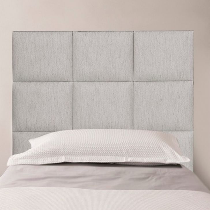 Cabeceira Solteiro Quadrados Linho Cinza
