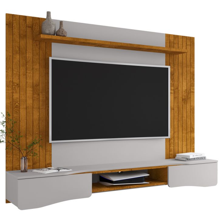 Painel Suspenso Tv 65 Pol 177 cm Buzios Naturalle Off White BECHARA