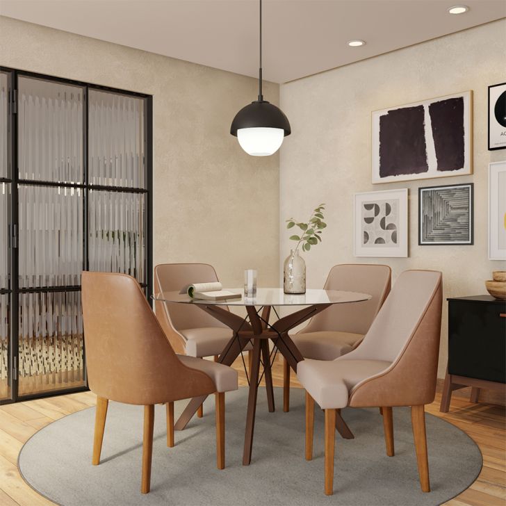 Conjunto com 2 Cadeiras de Jantar Ágata II Imbuia e Off White